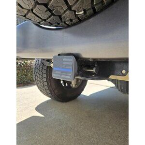 USA American Flag Metal Hitch Cover (Fits 2" Receivers, Black Flag)